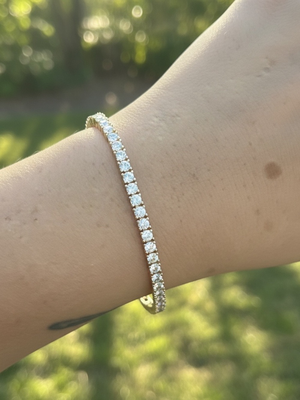 Classic Yellow Gold Tennis Bracelet with Clear Stones